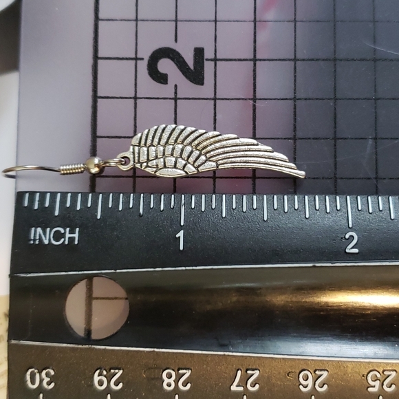 Wings Earrings in Silver with Stainless Steel Ear wires Angel Wings - Picture 2 of 3